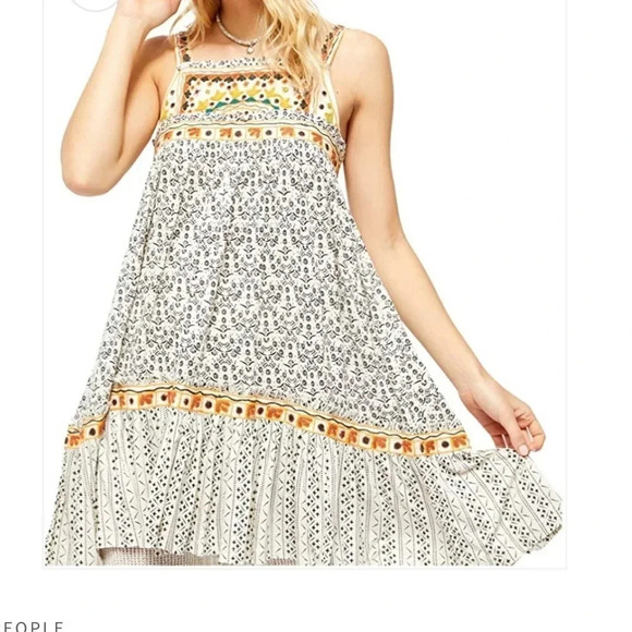 Free People Boarderline Tank Dress Linen Blend Ivory Size Medium - Picture 2 of 11